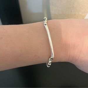 Silver Elastic Stretch Beaded Bracelet NIB